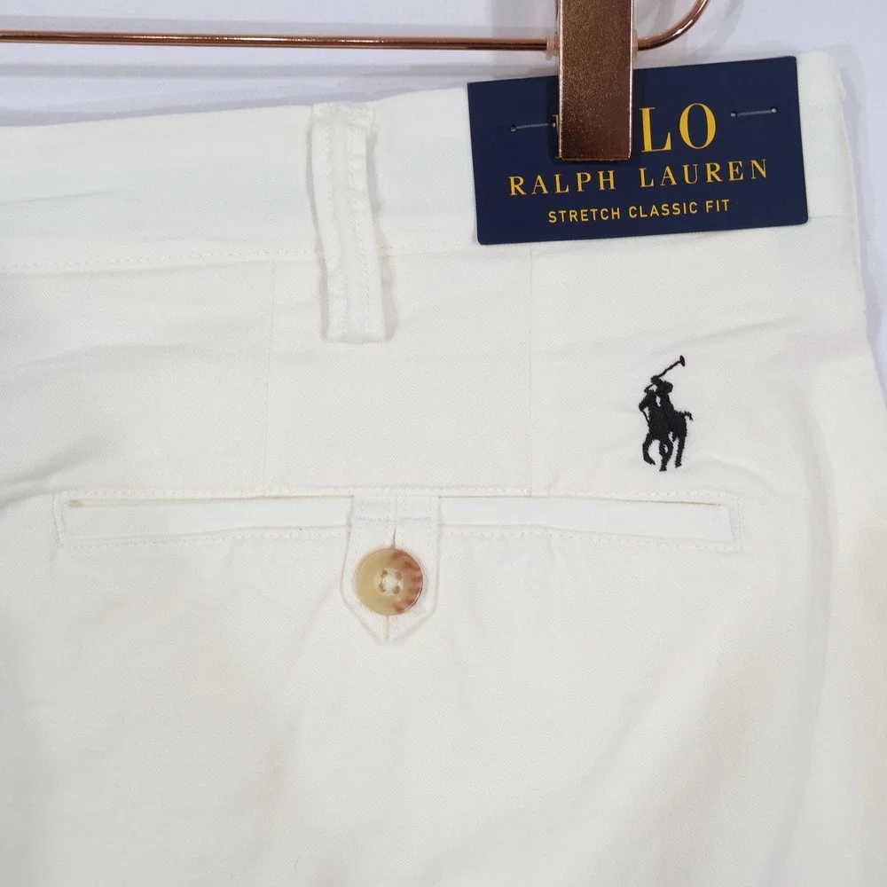 Polo Ralph Lauren Chino Shorts Mens 38 White Stretch Classic Fit Preppy $99 NWD